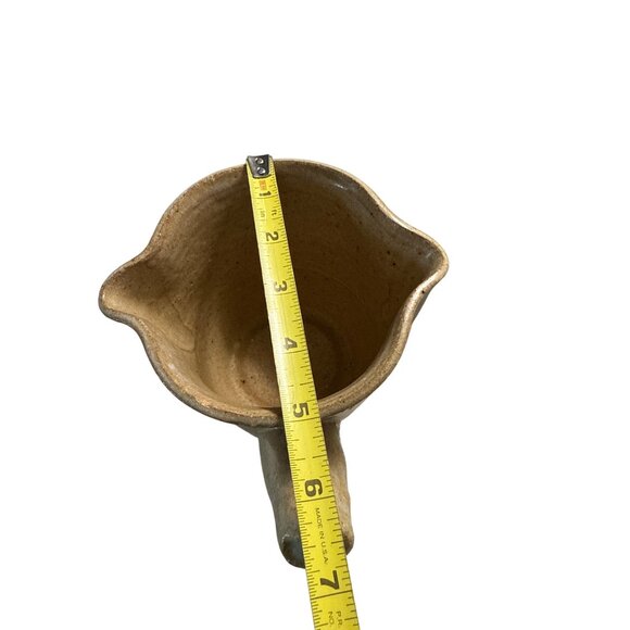 Handcrafted Rustic Signed M or W Pottery 2 Pouring Bowls With Handles Artisanal - Picture 9 of 11